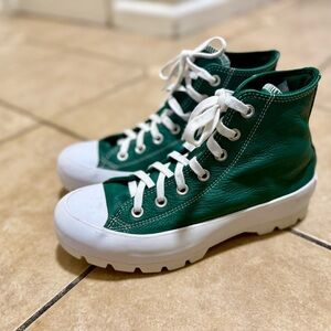 Converse Green High-Top Sneakers with White Soles